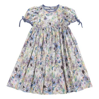 Платье с цветочным рисунком для девочек 2023, летняя новая детская одежда, модное платье принцессы Sweet Kids, # 7375